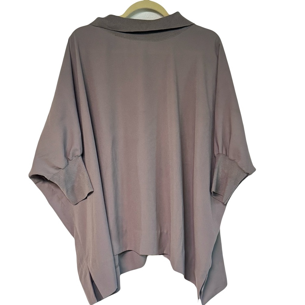 Babaton Aritzia Draped Taupe Cinched Sleeve Top Neutral Minimalist Transition